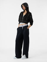 Women's Black Casual Oversized Fit Solid Full Sleeves Hoodie