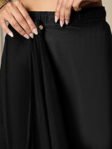 Women's Satin Black Embellished Ready to Wear Saree with Blouse Piece