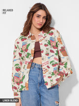 Women's Beige Casual Graphic Full Sleeves Shirt