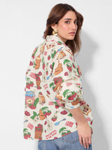 Women's Beige Casual Graphic Full Sleeves Shirt