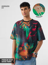 Men's Multicolor Casual Printed Oversized Fit Half Sleeves Tshirt