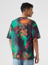 Men's Multicolor Casual Printed Oversized Fit Half Sleeves Tshirt
