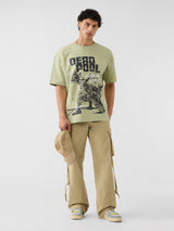 Men's Green Casual Printed Oversized Fit Half Sleeves Tshirt
