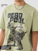 Men's Green Casual Printed Oversized Fit Half Sleeves Tshirt