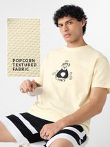 Men's Off White Casual Printed Regular Fit Half Sleeves Tshirt