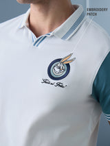 Men's White Casual Printed Regular Fit Half Sleeves Polo Tshirt