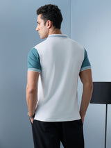 Men's White Casual Printed Regular Fit Half Sleeves Polo Tshirt