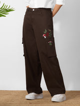Women's Brown Casual Cargo Jeans