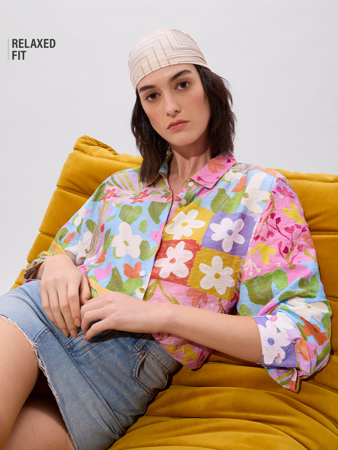 Women's Pink Casual Oversized Fit Printed Full Sleeves Shirt