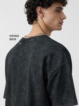 Men's Black Casual Printed Oversized Fit Half Sleeves Tshirt