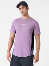 Men's Purple Casual Graphic Half Sleeves Tshirt