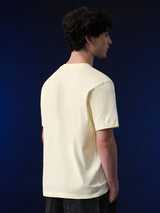 Men's Off White Casual Graphic Half Sleeves Tshirt