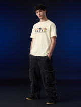 Men's Off White Casual Graphic Half Sleeves Tshirt