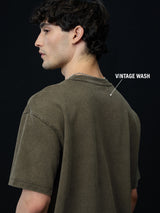 Men's Olive Casual  Half Sleeves Tshirt