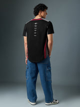Men's Black Casual Graphic Half Sleeves Tshirt