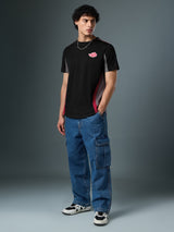 Men's Black Casual Graphic Half Sleeves Tshirt