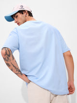Men's Blue Casual  Half Sleeves Tshirt