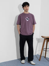 Men's Purple Casual  Half Sleeves Tshirt