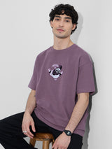 Men's Purple Casual  Half Sleeves Tshirt