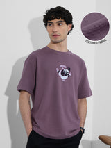 Men's Purple Casual  Half Sleeves Tshirt