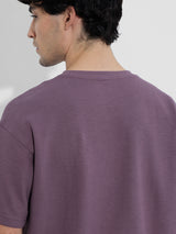 Men's Purple Casual  Half Sleeves Tshirt