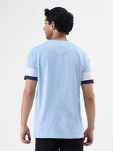 Men's Blue Casual Graphic Half Sleeves Tshirt