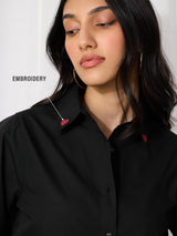 Women's Black Casual Full Sleeves Shirt