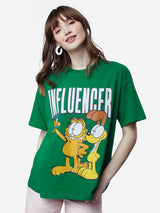 Women's Green Casual Oversized Fit Graphic Half Sleeves Tshirt