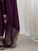 Women's Vichitra Silk Purple Embellished Designer Saree with Blouse Piece