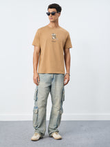 Men's Brown Casual  Half Sleeves Tshirt