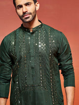 Men's Green Festive Ethnic Full Sleeves Kurta