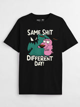 Men's Black Casual Graphic Half Sleeves Tshirt