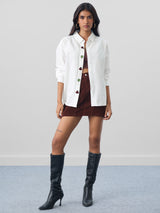 Women's White Casual Full Sleeves Boyfriend Shirt