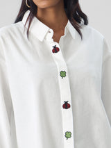 Women's White Casual Full Sleeves Boyfriend Shirt