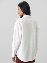 Women's White Casual Full Sleeves Boyfriend Shirt