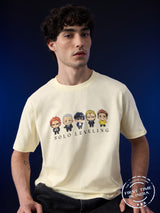 Men's Off White Casual Graphic Half Sleeves Tshirt