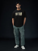 Men's Black Casual  Half Sleeves Tshirt