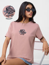 Women's Pink Casual Half Sleeves Tshirt