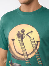 Men's Green Casual  Half Sleeves Tshirt