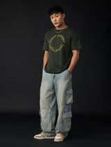 Men's Olive Casual  Half Sleeves Tshirt