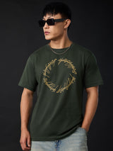 Men's Olive Casual  Half Sleeves Tshirt