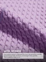Women's Purple Casual Oversized Fit Solid Full Sleeves Sweater