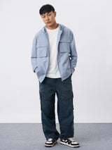 Men's Blue Solid Hooded Neck Oversized Hoodie