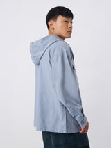 Men's Blue Solid Hooded Neck Oversized Hoodie