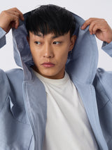 Men's Blue Solid Hooded Neck Oversized Hoodie