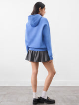 Women's Blue Casual Oversized Fit Embroidered Full Sleeves Hoodie