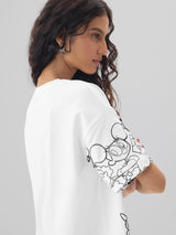 Women's White Casual Graphic Half Sleeves Tshirt