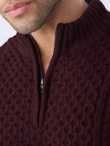 Men's Maroon Solid Round Neck Oversized Pullovers