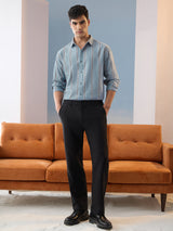 Men's Blue Casual Striped Full Sleeves Shirt