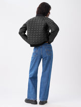 Women's Black Casual Regular Fit Solid Full Sleeves Puffer Jacket